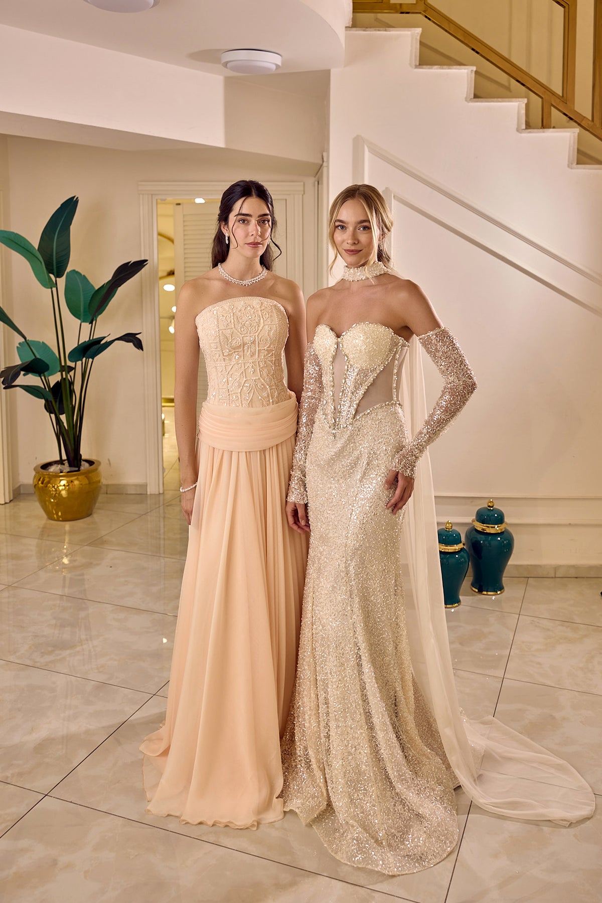 Zafira – Crystal Embellished Mermaid Bridal Gown in Crystal Champagne