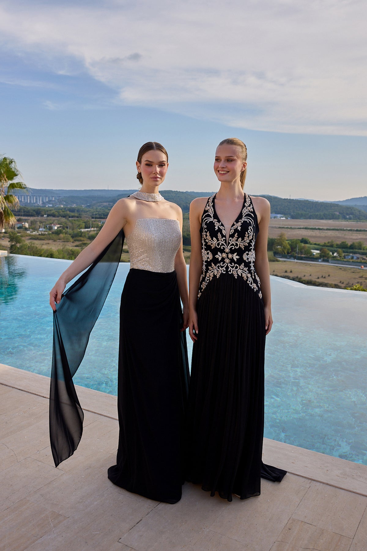 Carlotta Embellished Halter Neck Evening Gown