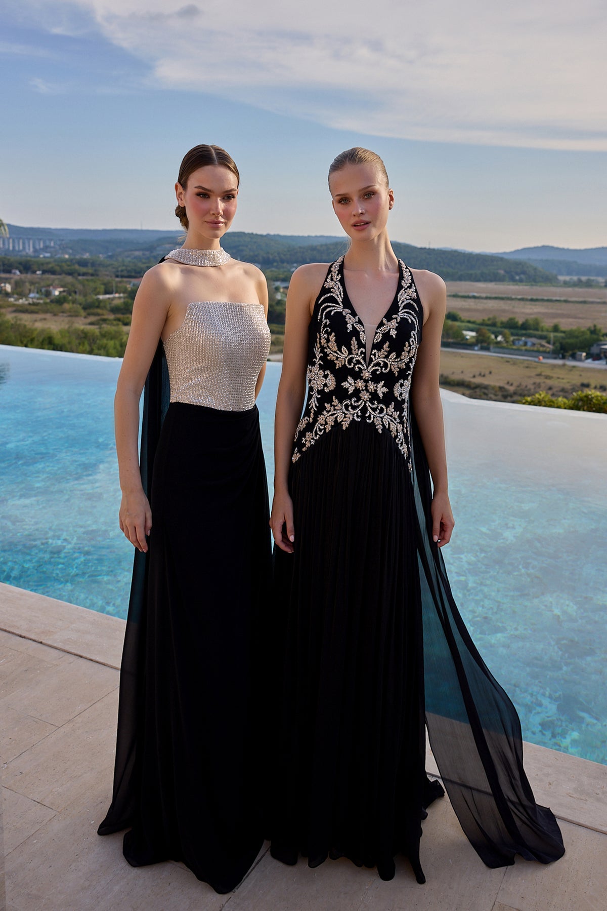 Carlotta Embellished Halter Neck Evening Gown