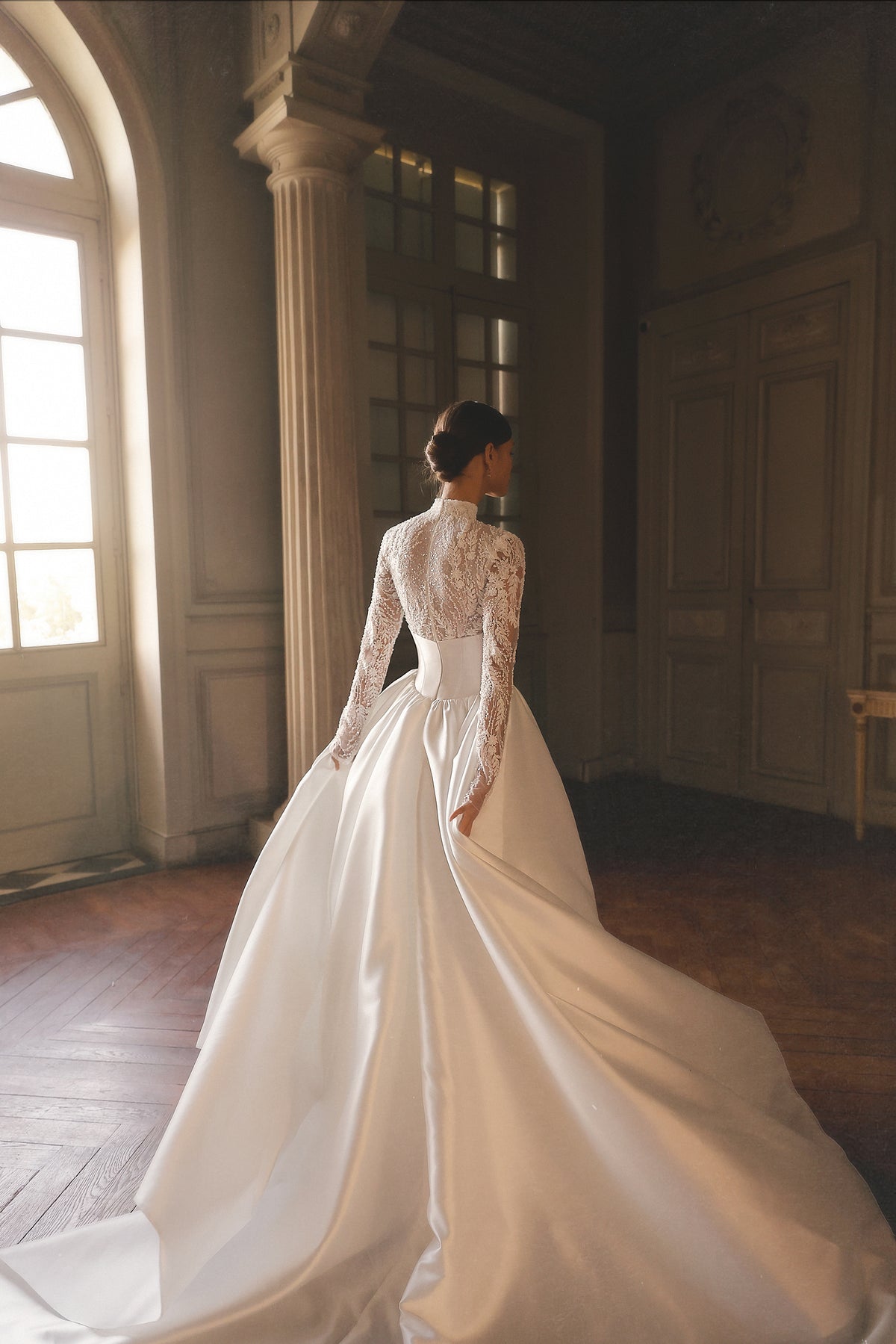 Prisma by Maison Harleen couture gown — elegant back view showing the gown structure