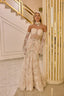 Evanthe – Off-Shoulder Lace Corset Bridal Gown in Soft Champagne Ivory