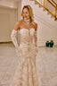 Evanthe – Off-Shoulder Lace Corset Bridal Gown in Soft Champagne Ivory