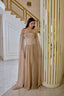 Solenne – Draped Corset Evening Gown in Dusty Rose Nude