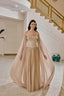 Solenne – Draped Corset Evening Gown in Dusty Rose Nude