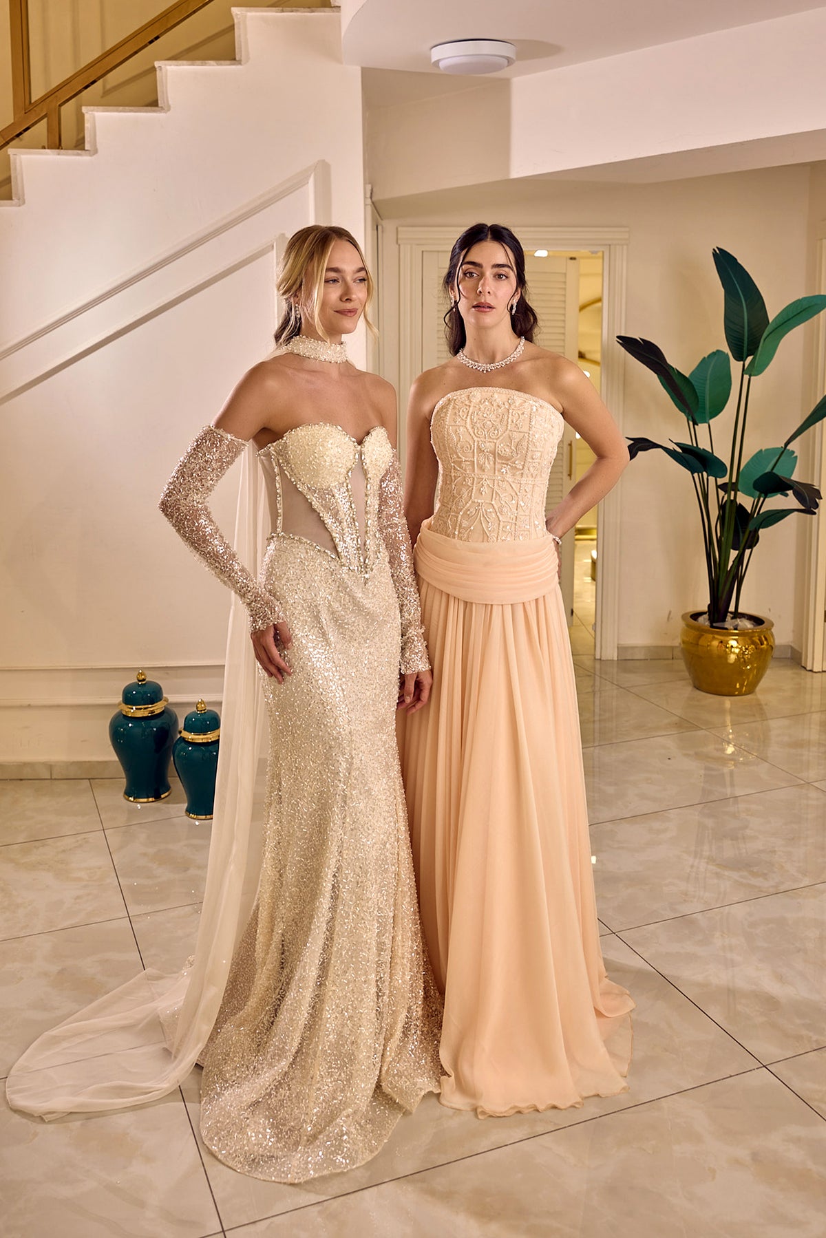 Zafira – Crystal Embellished Mermaid Bridal Gown in Crystal Champagne