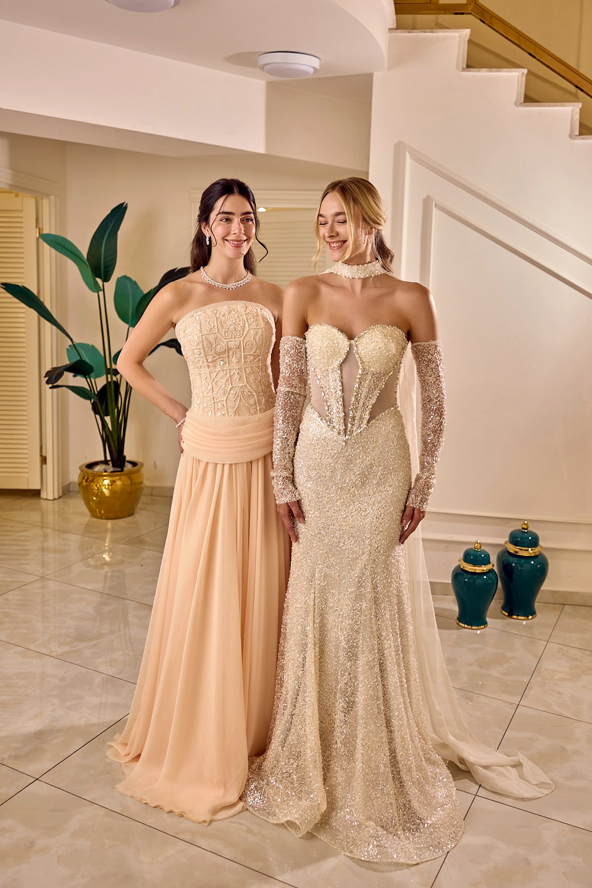 Zafira – Crystal Embellished Mermaid Bridal Gown in Crystal Champagne