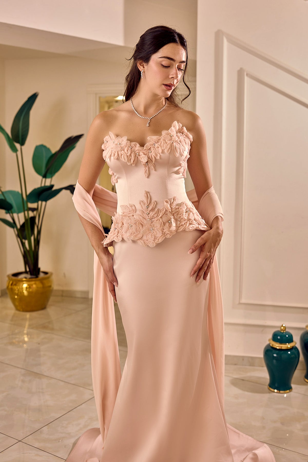 Isolde – Floral Appliqué Couture Gown