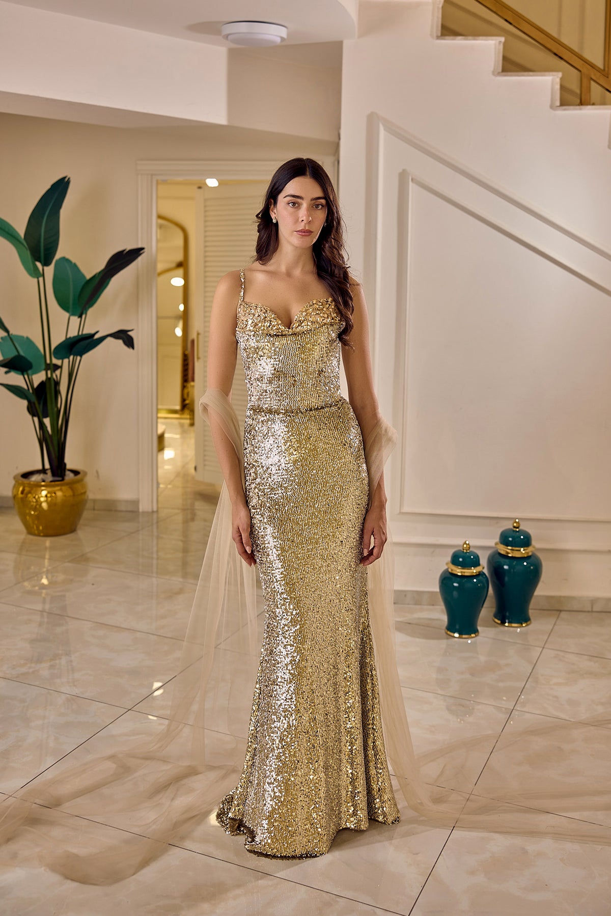 Leonora – Golden Sequin Couture Gown