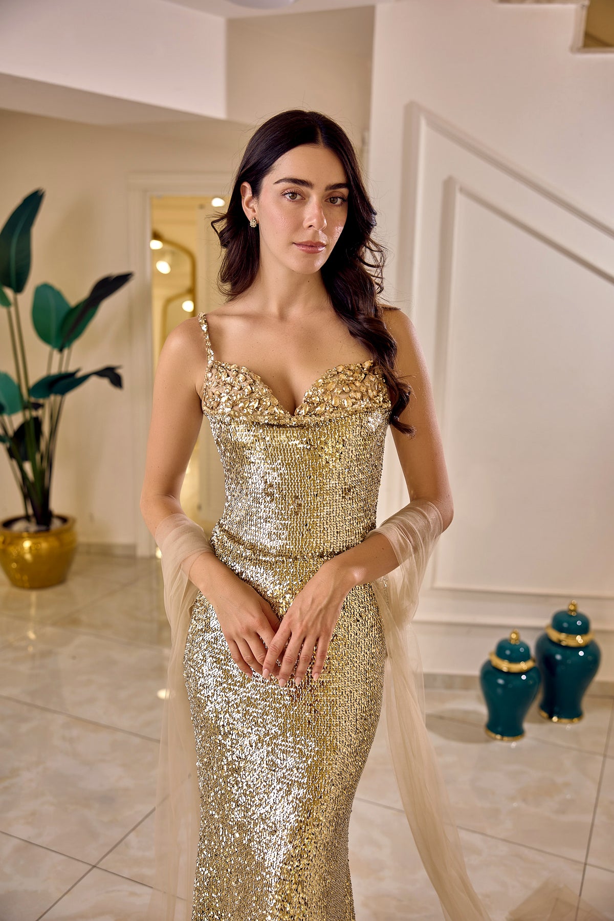 Leonora – Golden Sequin Couture Gown
