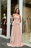 Grace – Blush Strapless Pleated Evening Gown with Floral Embroidery