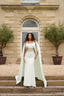 Eliora Embellished Cape Evening Gown — full-length front view of the couture silhouette