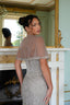 Velmira Crystal-Embellished Cape Evening Gown