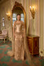 Lucy Gold Embellished Halter Couture Gown with Sheer Cape