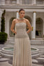 Haven Embellished Strapless Chiffon Evening Gown with Choker Detail
