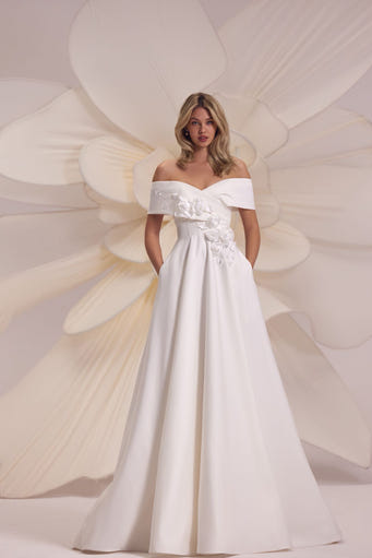 Mirage Off-Shoulder Floral Detail A-Line Wedding Dress