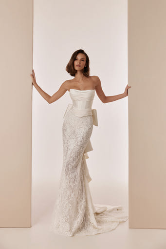 Tamara draped corset lace mermaid bridal gown