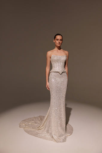 Linet strapless crystal embellished mermaid evening gown