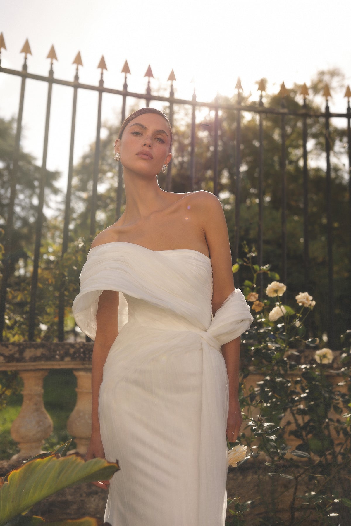 Diamee by Maison Harleen couture gown — three-quarter view highlighting the bodice details