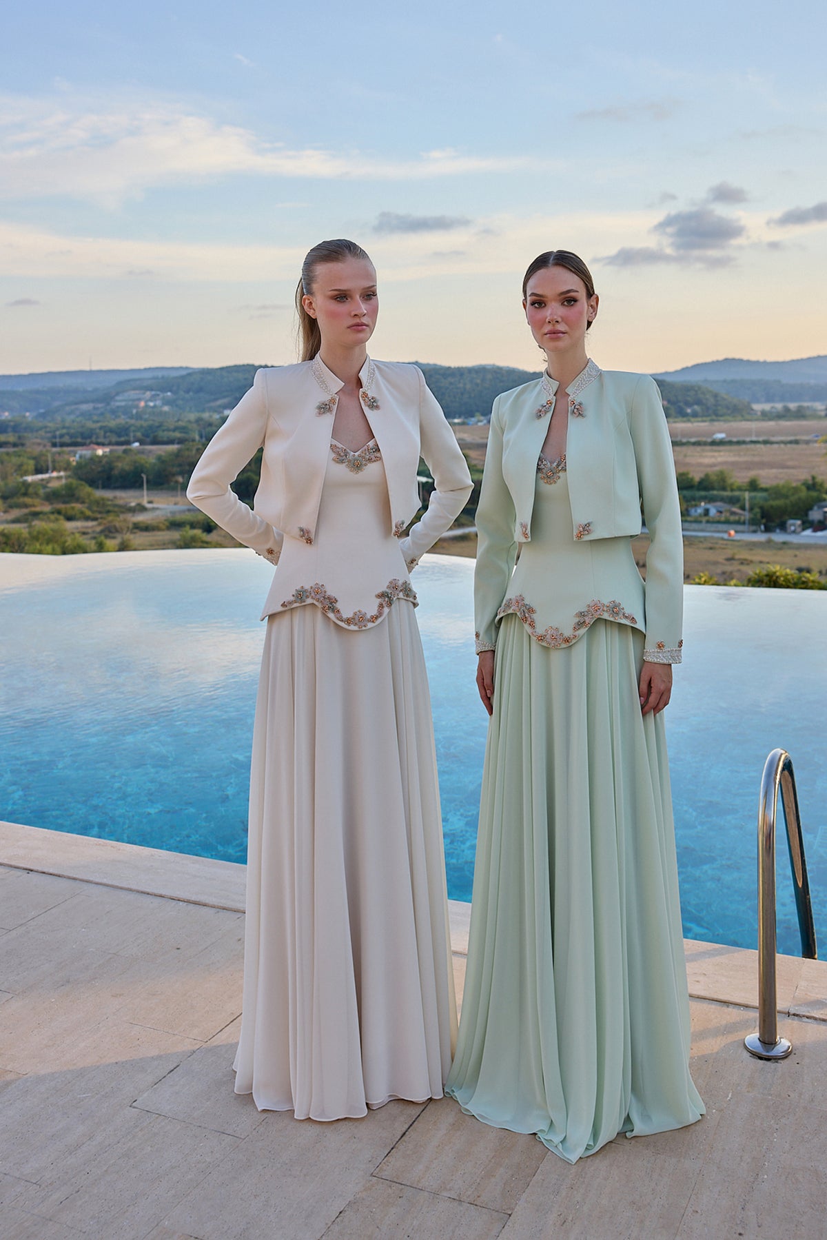 Alessia Embellished Jacket Evening Gown
