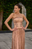 Dylan – Champagne Nude Strapless Couture Evening Gown with Crystal Fringe Detail