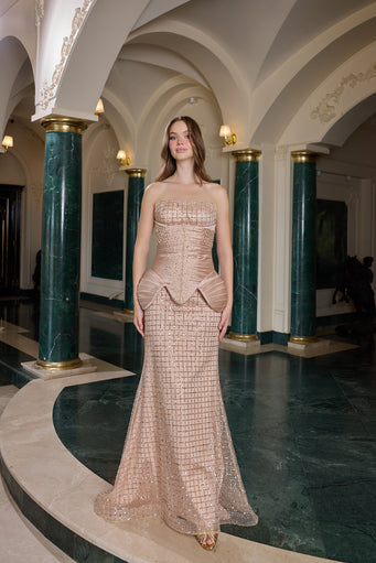 Chiara Crystal Embellished Corset Evening Gown
