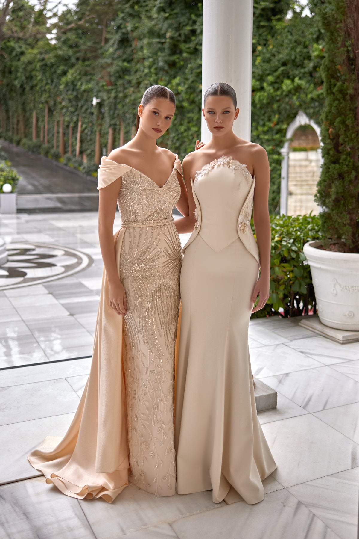 Antonia Lace-Detailed Sculpted Evening Gown