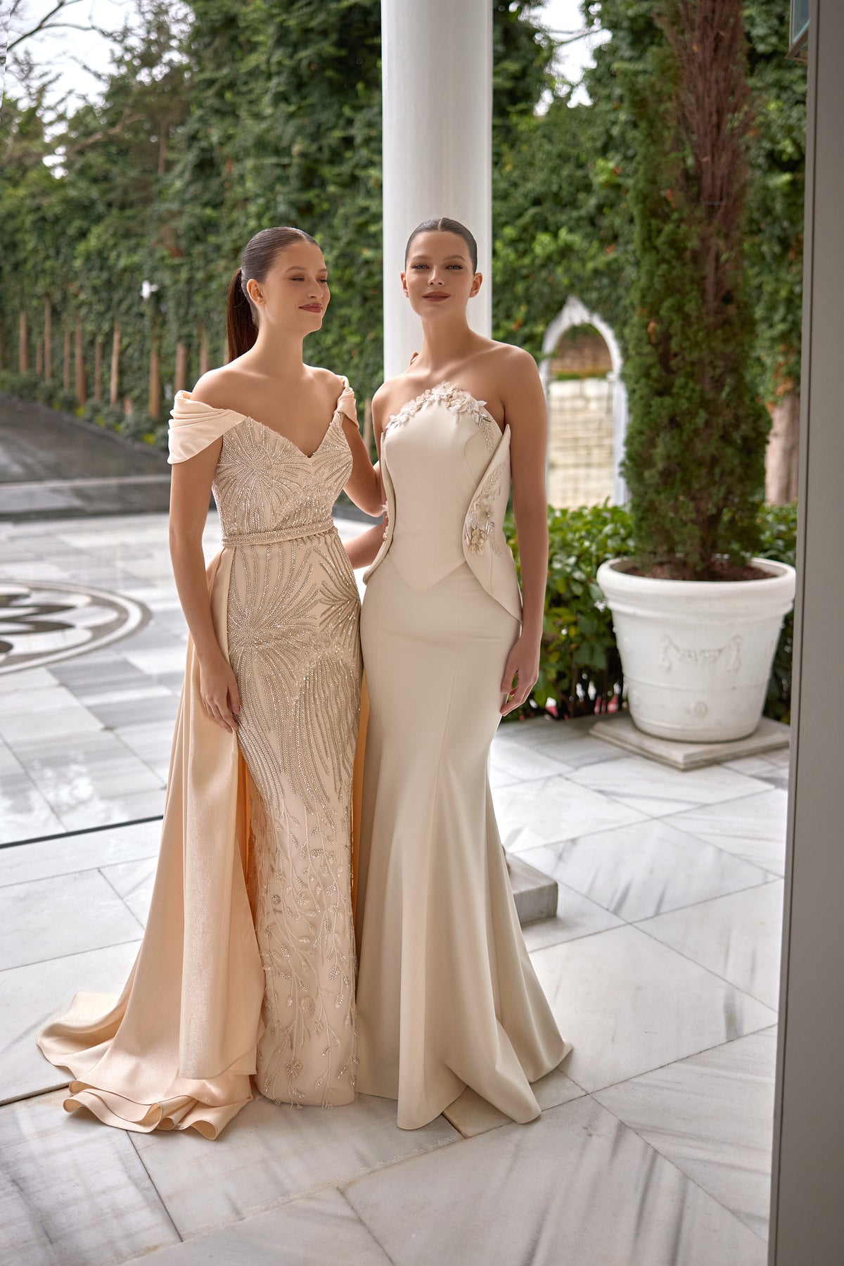 Antonia Lace-Detailed Sculpted Evening Gown