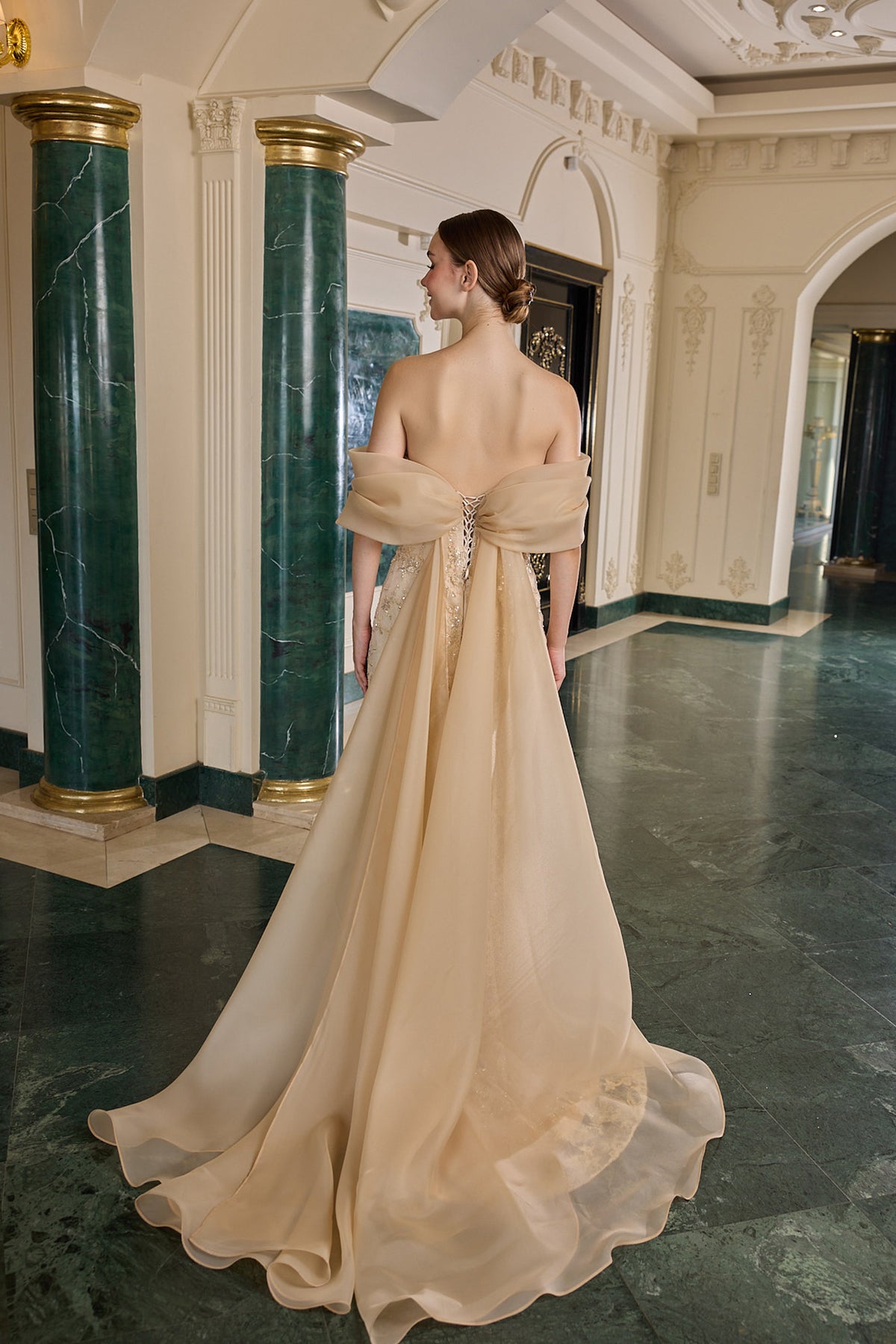 Leandra Embellished Off-Shoulder Evening Gown
