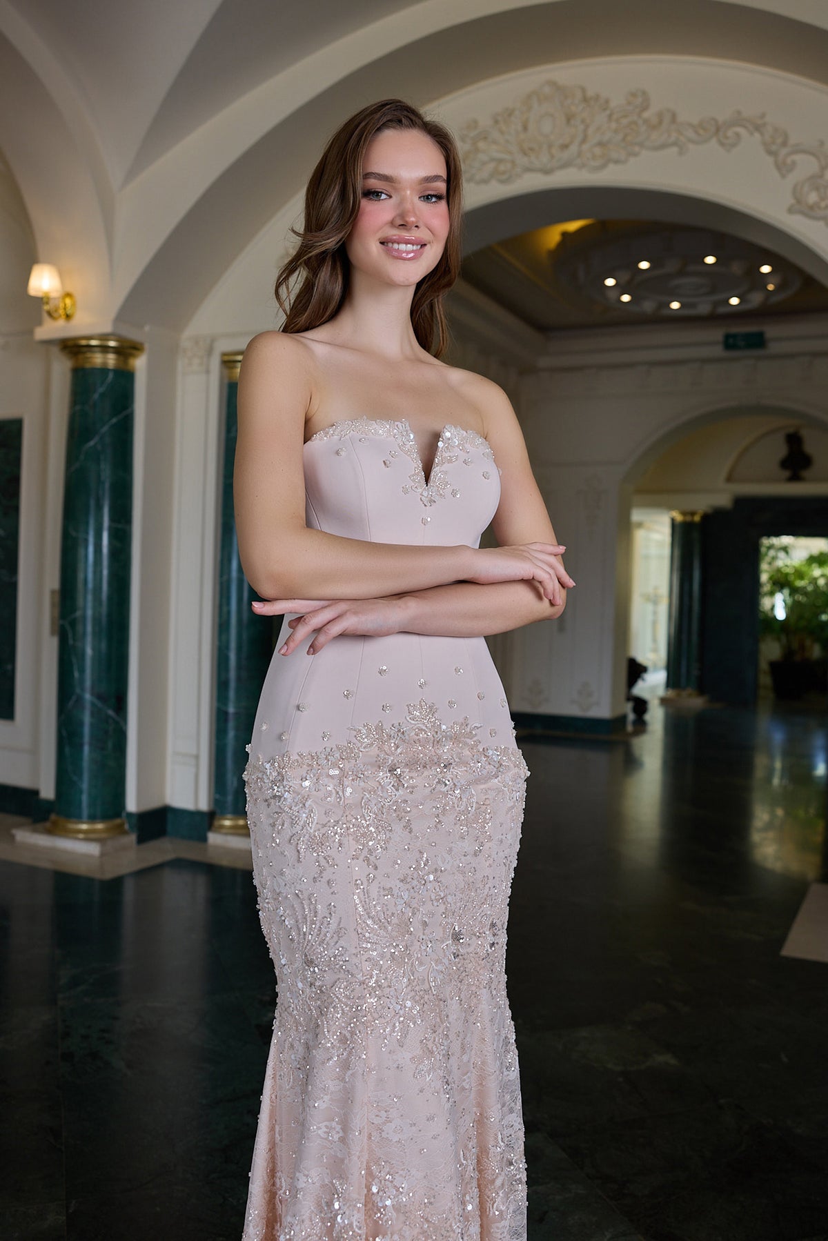 Fiorella Embellished Off-Shoulder Evening Gown