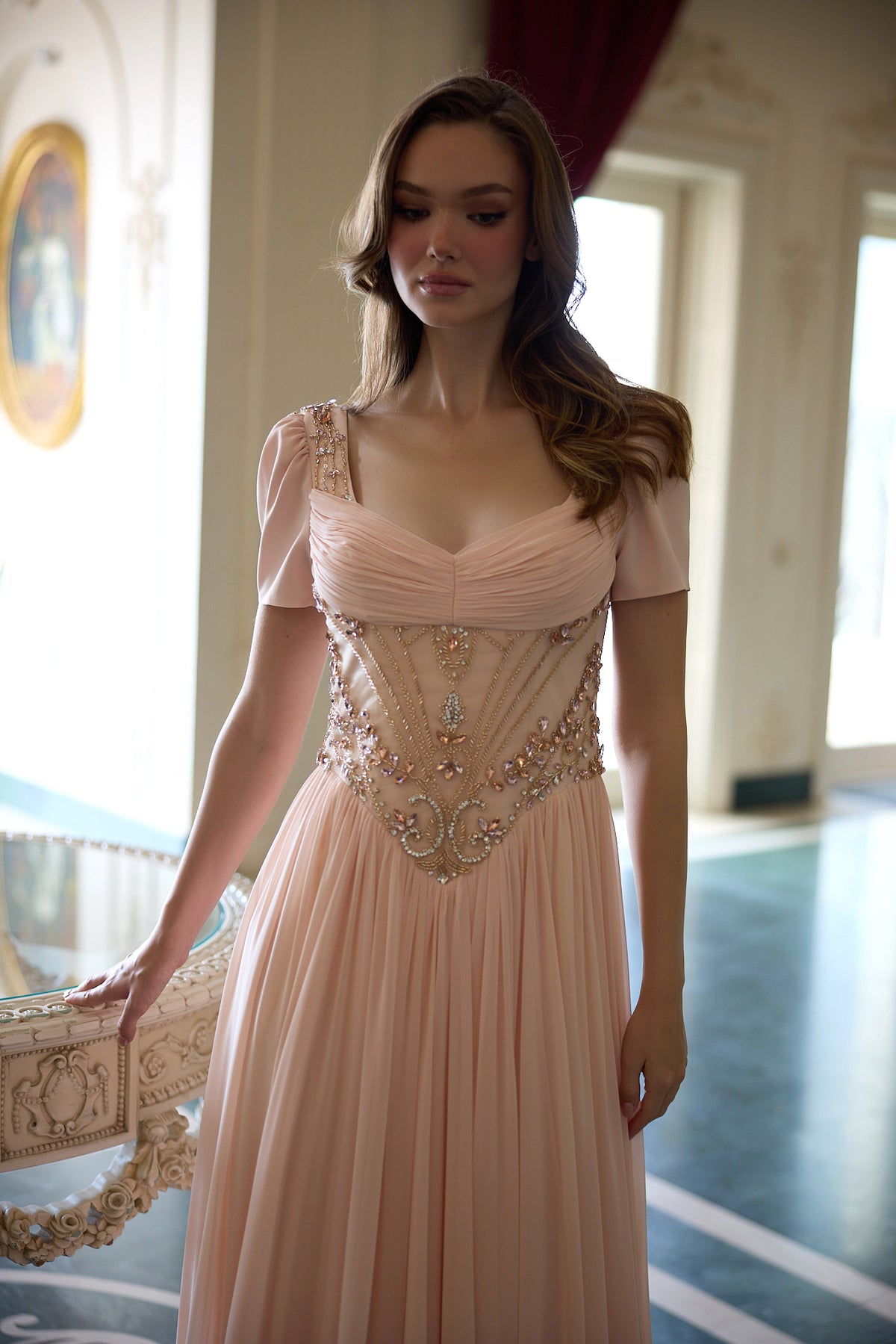 Inessa Embellished Corset Evening Gown