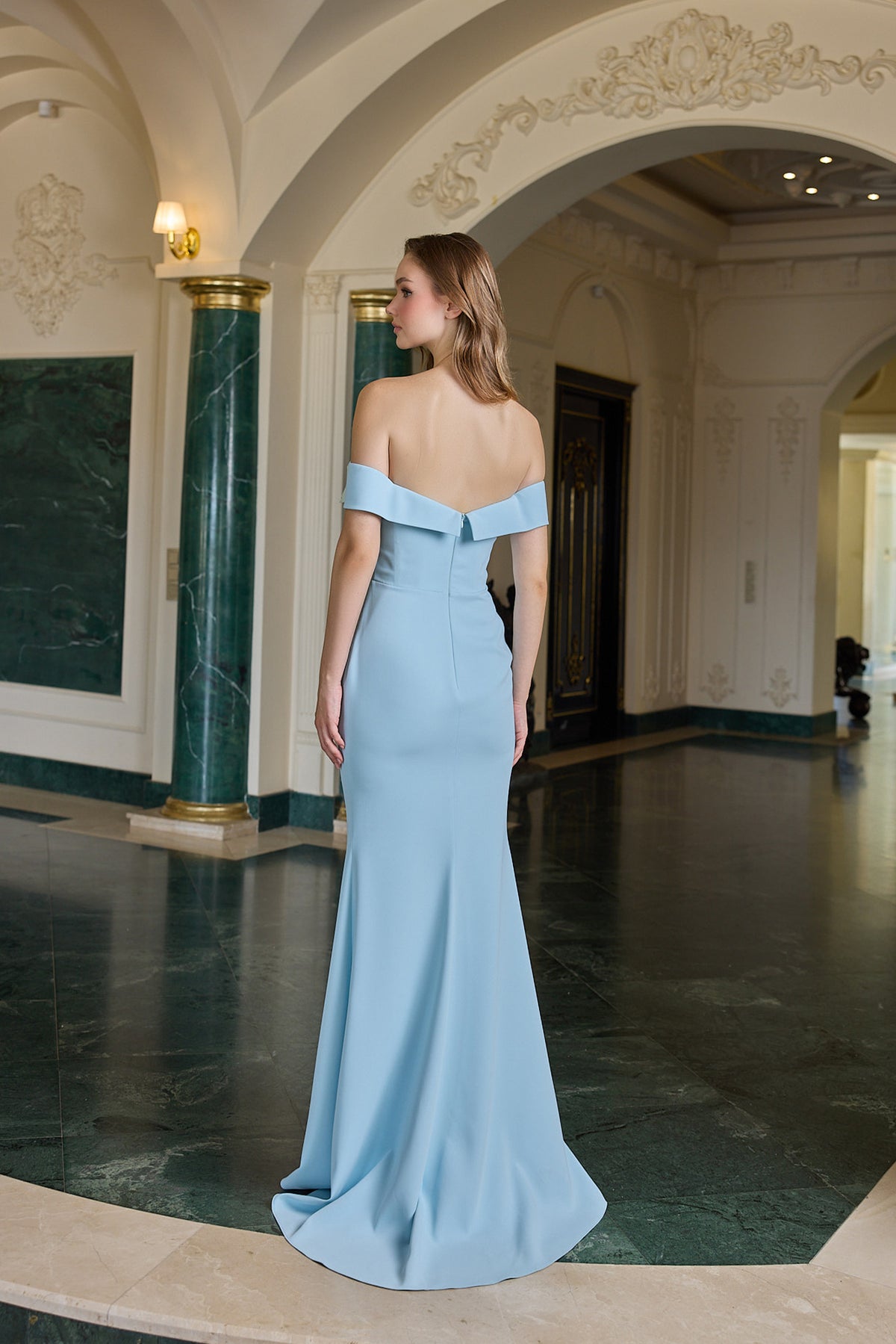 Genevieve Embellished Off-Shoulder Evening Gown