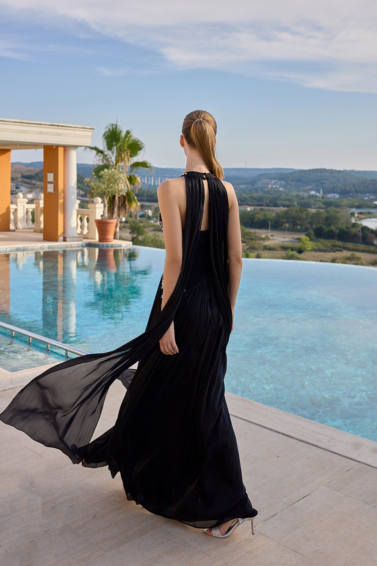 Carlotta Embellished Halter Neck Evening Gown