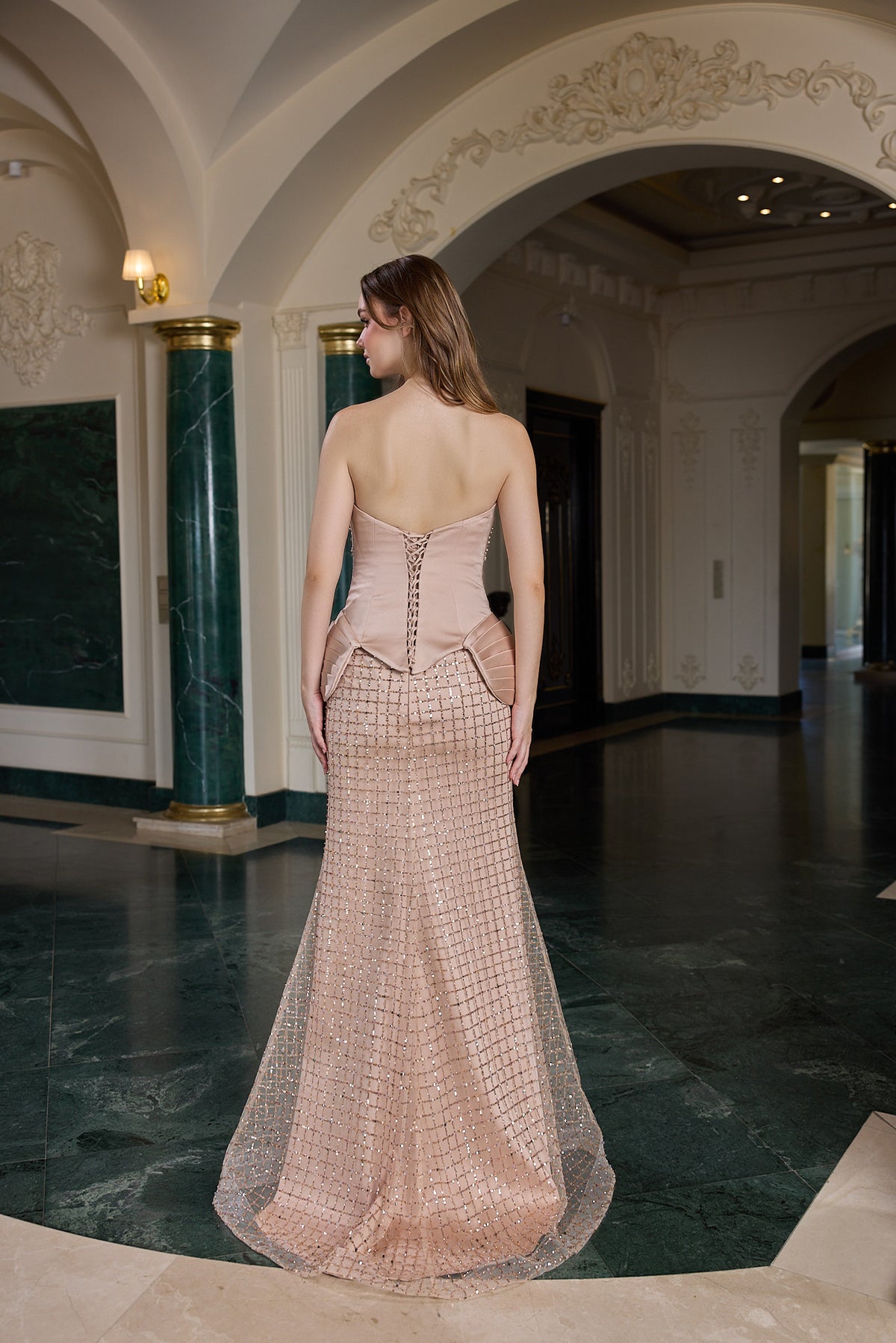 Chiara Crystal Embellished Corset Evening Gown