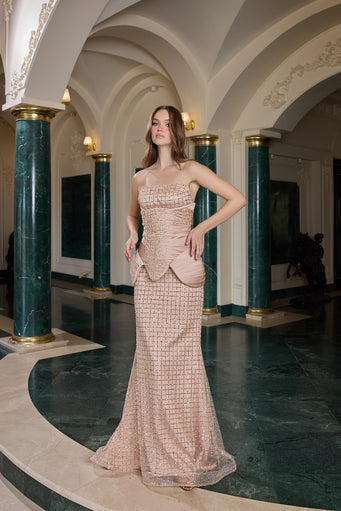 Chiara Crystal Embellished Corset Evening Gown
