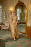Gloria Gold Halter Neck Embellished Chiffon Evening Gown
