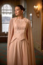 Eileen Embroidered Modest Evening Gown with Cape Detail
