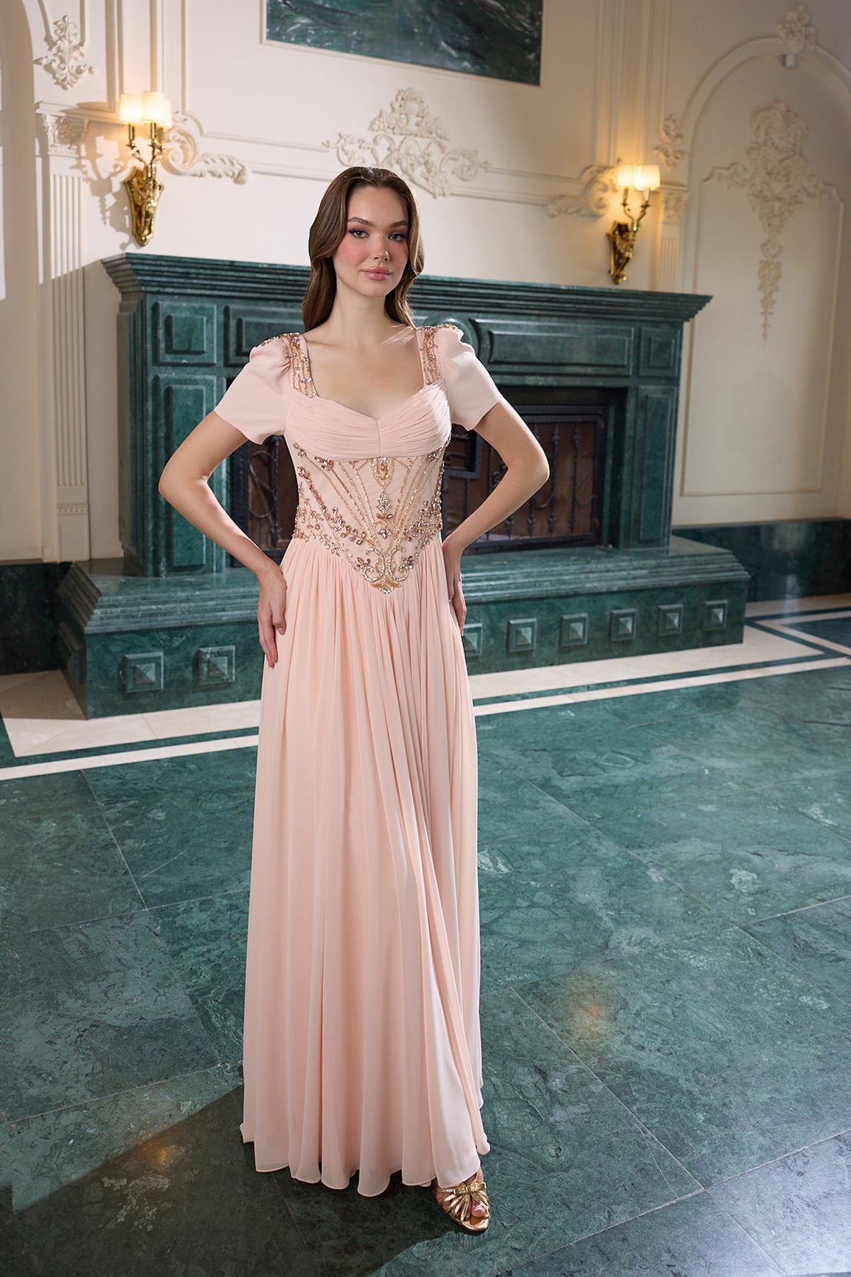 Inessa Embellished Corset Evening Gown
