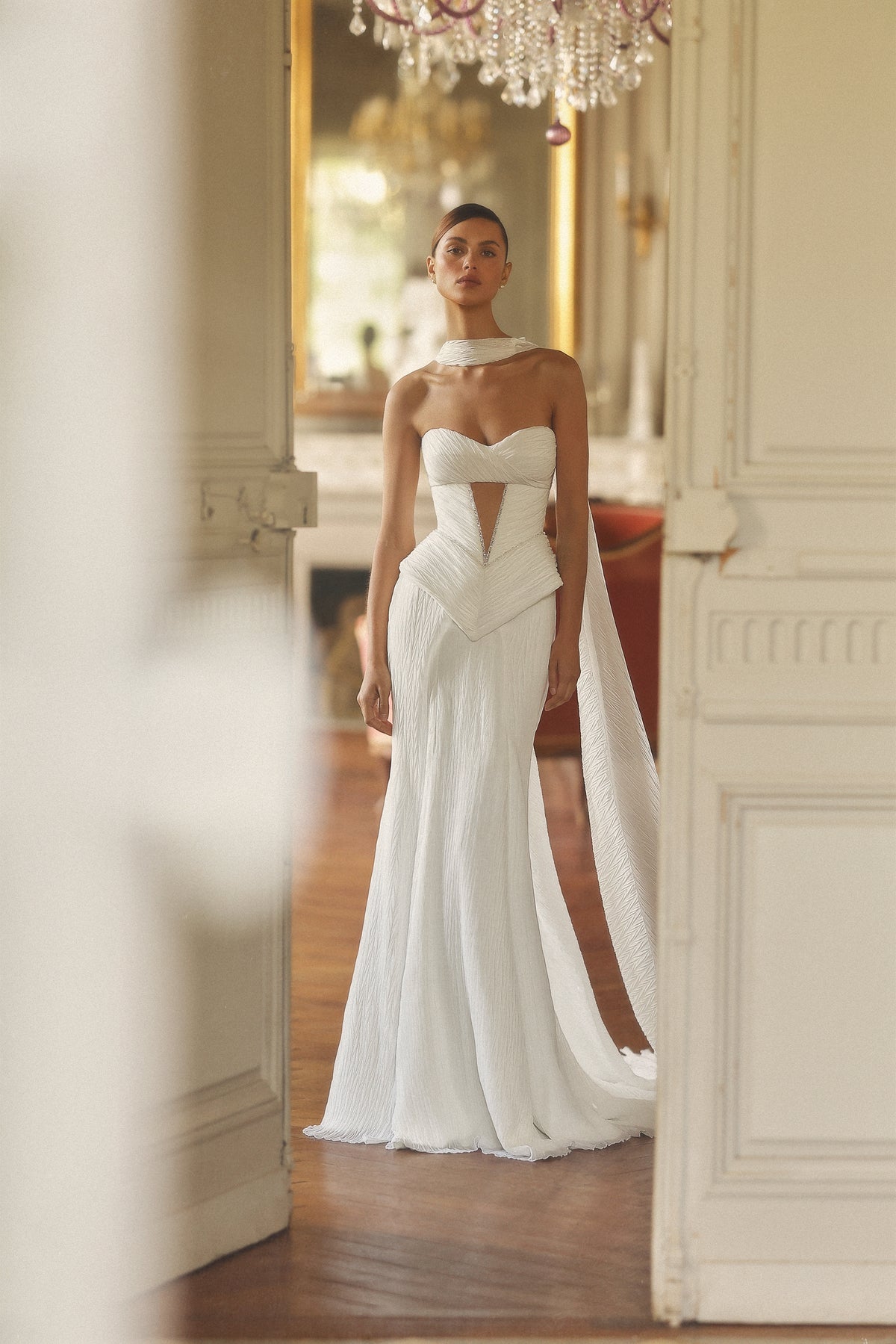 Freo by Maison Harleen couture gown — full-length front view of the couture silhouette