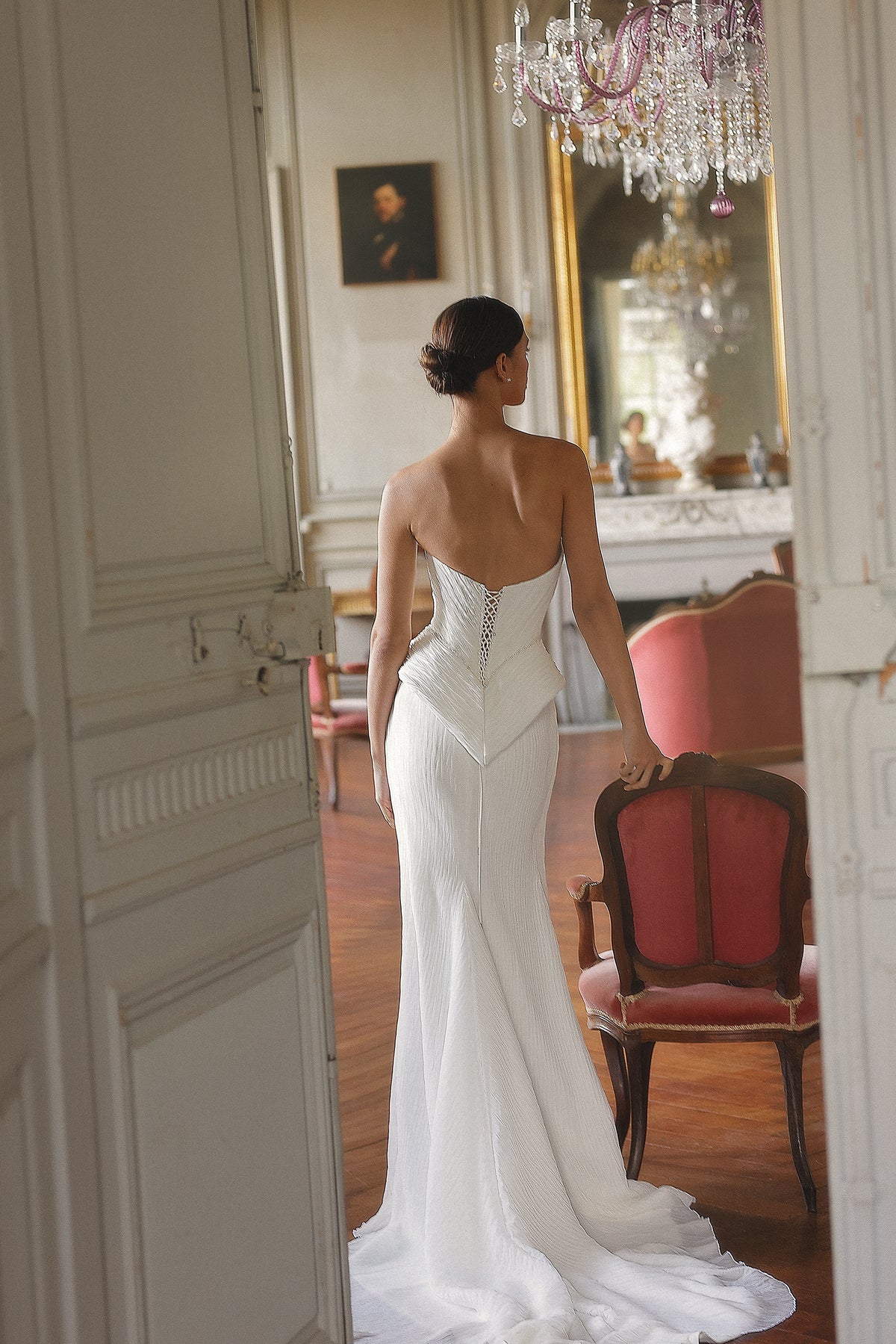 Freo by Maison Harleen couture gown — elegant back view showing the gown structure