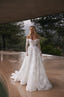 Hugo Off-Shoulder Lace Ball Gown with Illusion Sleeves