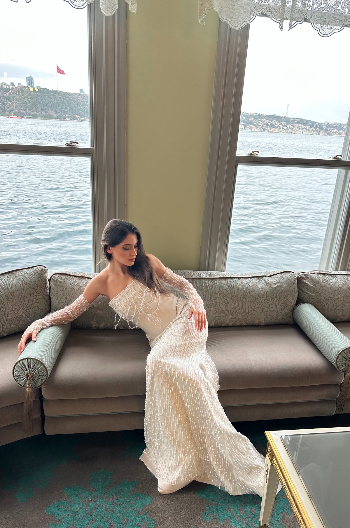 Elysia Ivory Beaded Couture Gown