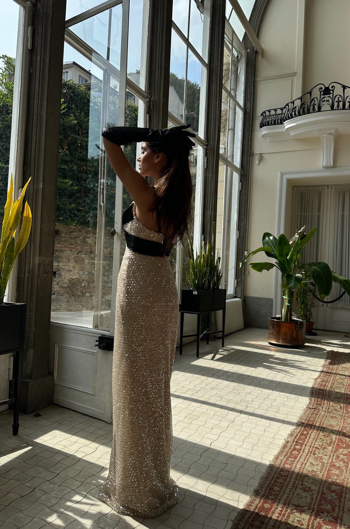 Aria Sequin Contrast Evening Gown