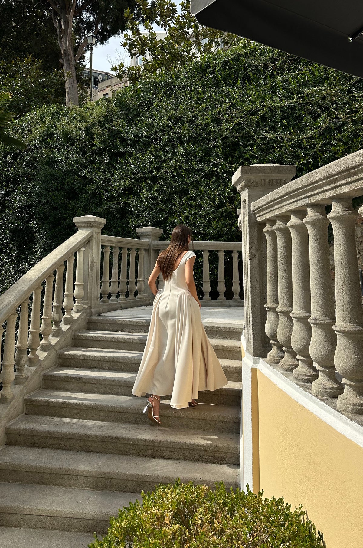 Scarlett Minimal Satin Ivory Midi Evening Dress