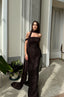 Marvin – Chocolate Brown Sequin Evening Gown with Chiffon Scarf