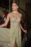 Lenny – Pistachio Green Strapless Couture Evening Gown with Crystal Embellished Bodice