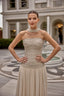Haven – Ivory Crystal-Embellished Strapless Couture Evening Gown with Draped Neck Detail