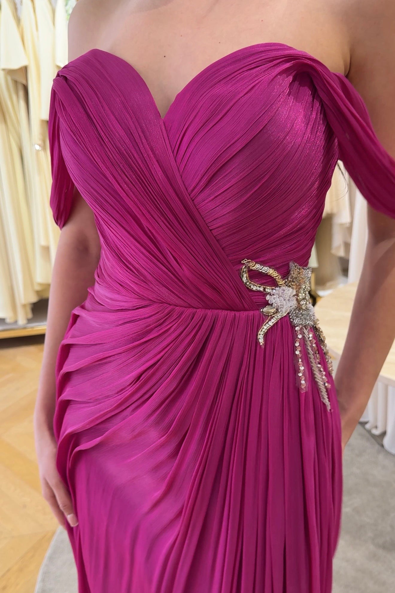 Chelsea Draped Chiffon Couture Gown