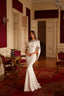 Jasmin Embellished Cape Sleeve Couture Gown in Ivory
