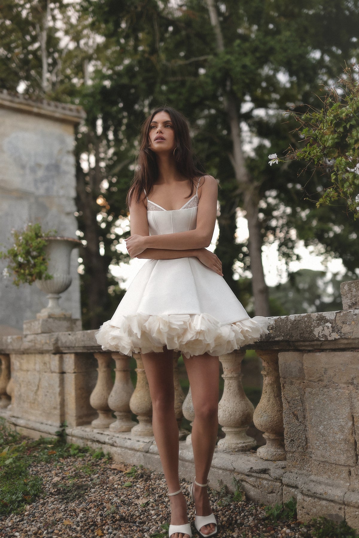 Intrigue by Maison Harleen couture gown — three-quarter view highlighting the bodice details
