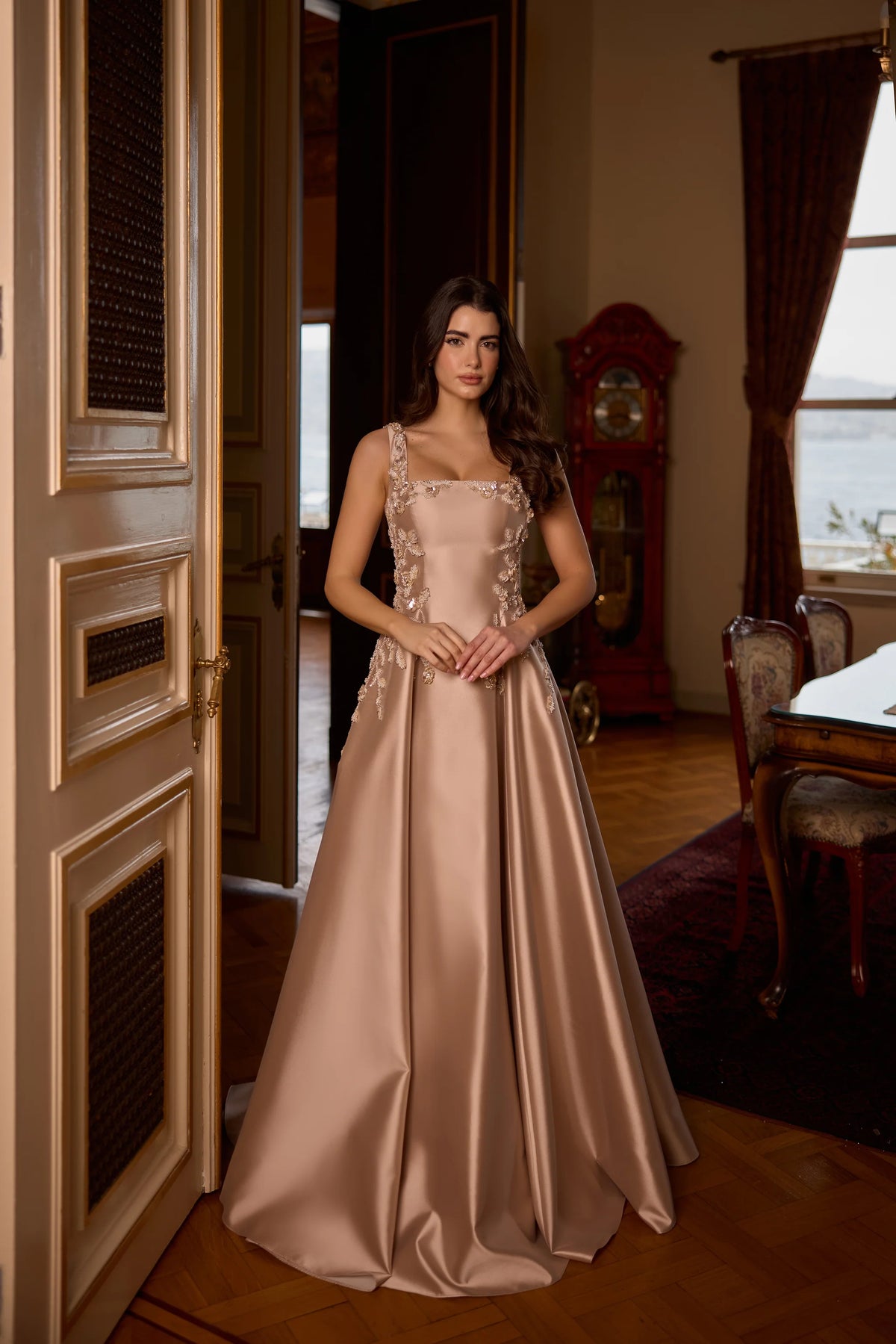 Juliette – Floral Embellished Satin Ball Gown